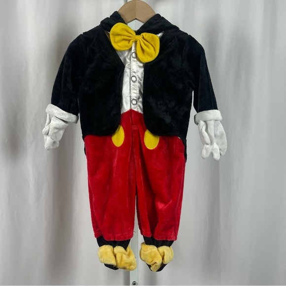Disney Mickey Mouse 3-6 Months Fleece Velour Hooded Costume Suit Warm Cartoon - Picture 1 of 8